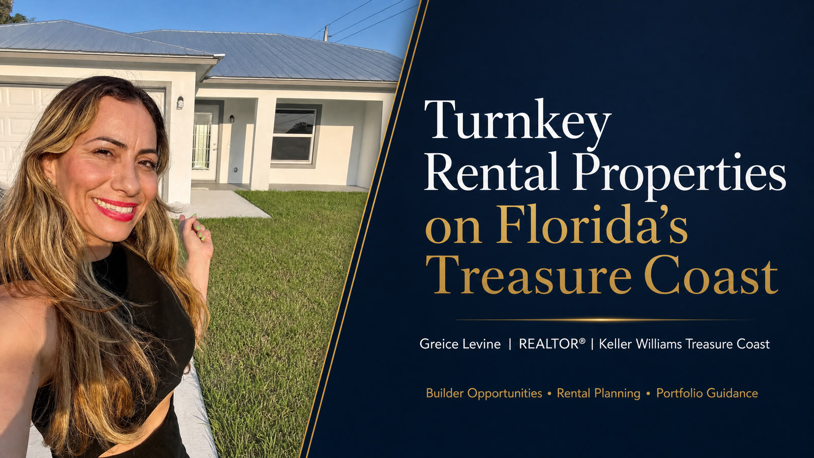 Greice Levine, REALTOR with Keller Williams Treasure Coast, helping investors evaluate builder-delivered turnkey rental properties
