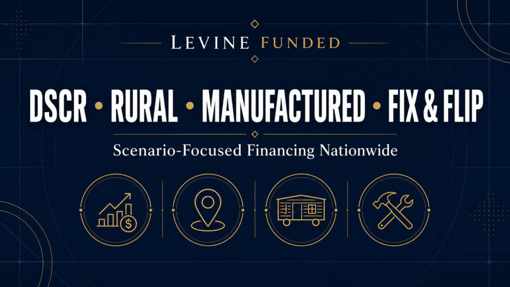 Levine Funded DSCR rural manufactured home and fix and flip lender financing programs